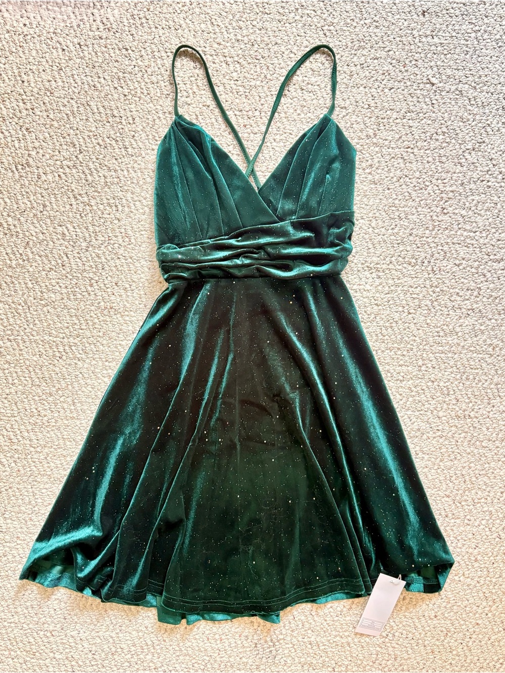 Velvet Sparkle Emerald Green Dress